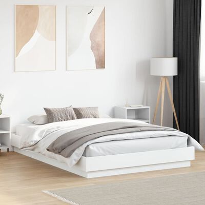 vidaXL Cadre de lit blanc 140x200 cm bois d'ingénierie
