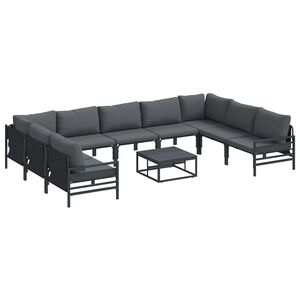 vidaXL Ensemble de canap&eacute; de jardin 10 pc Noir Acier