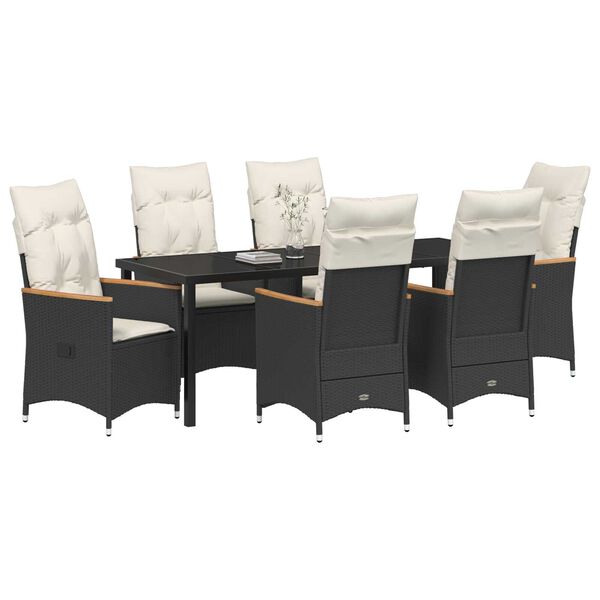 vidaXL Ensemble de salle &agrave; manger pour jardin 7 pcs Noir polyrotin
