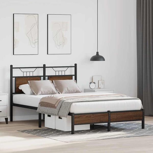 vidaXL Cadre de lit sans matelas ch&ecirc;ne marron 120x190 cm