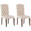 vidaXL Chaises &agrave; manger lot de 2 beige tissu &agrave; l'aspect de lin