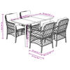 vidaXL Ensemble &agrave; manger de jardin coussins 5pcs Noir R&eacute;sine tress&eacute;e