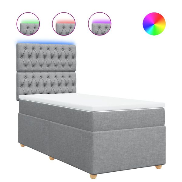 vidaXL Sommier &agrave; lattes de lit avec matelas gris clair 80x200 cm tissu