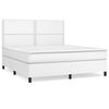 vidaXL Sommier &agrave; lattes de lit avec matelas Blanc 160x200cm Similicuir