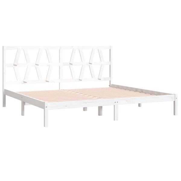 vidaXL Cadre de lit sans matelas blanc bois massif 200x200 cm