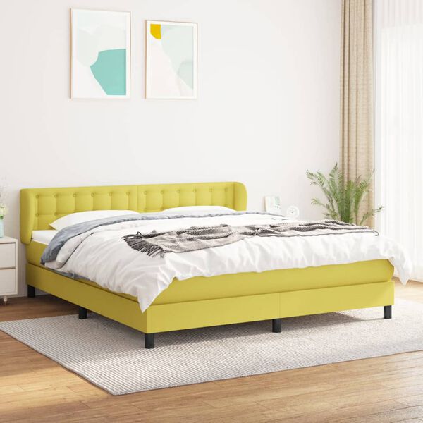 vidaXL Sommier &agrave; lattes de lit avec matelas Vert 180x200 cm Tissu