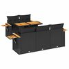 vidaXL Salon de jardin 6 pcs avec coussins noir r&eacute;sine tress&eacute;e acacia