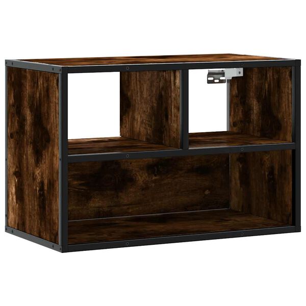 vidaXL Meuble TV ch&ecirc;ne fum&eacute; 60x31x39,5 cm bois d'ing&eacute;nierie et m&eacute;tal