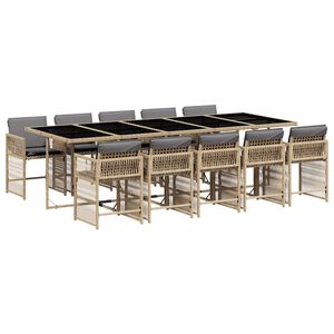 vidaXL Ensemble &agrave; manger de jardin et coussins 11 pcs m&eacute;lange beige