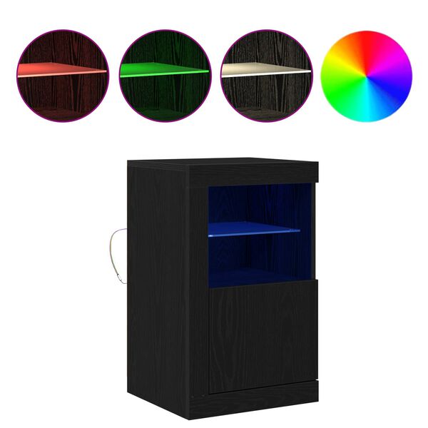 vidaXL Buffet LED Ch&ecirc;ne noir 41 x 37 x 67 cm Bois d'ing&eacute;nierie