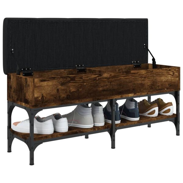 vidaXL Banc &agrave; chaussures ch&ecirc;ne fum&eacute; 102x32x45 cm bois d'ing&eacute;nierie