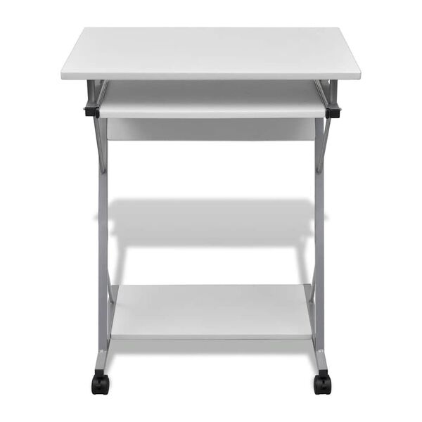 vidaXL Bureau d'ordinateur compact avec plateau &agrave; clavier Blanc
