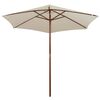 vidaXL Parasol avec poteau en bois 270 x 270 cm Blanc crème