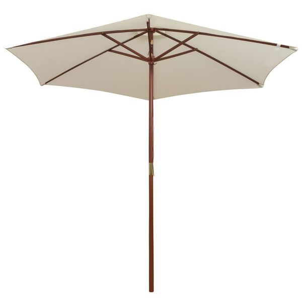 vidaXL Parasol avec poteau en bois 270 x 270 cm Blanc crème