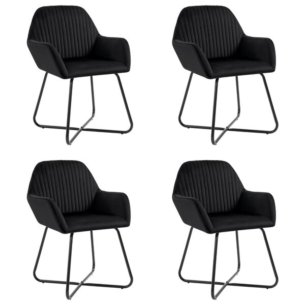 vidaXL Chaises &agrave; manger lot de 4 Noir Velours