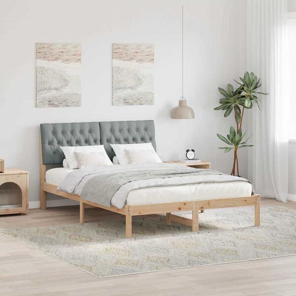 vidaXL Cadre de lit avec t&ecirc;te de lit rembourr&eacute;e Marron 150 x 200 cm