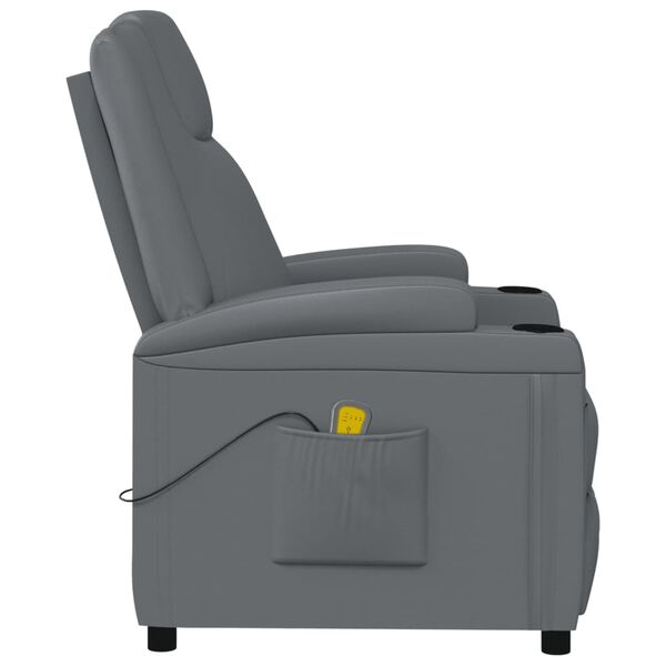 vidaXL Fauteuil de massage Anthracite Similicuir