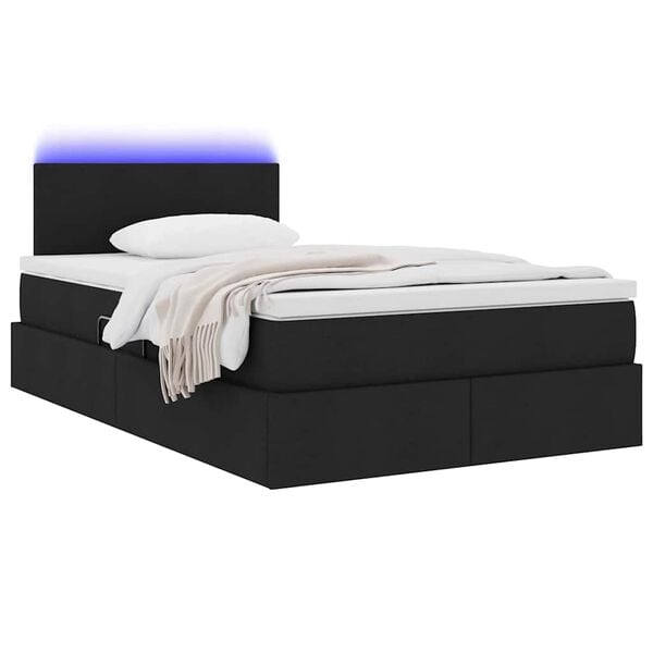 vidaXL Lit avec rangement et LED Noir 120 x 200 cm Polyester