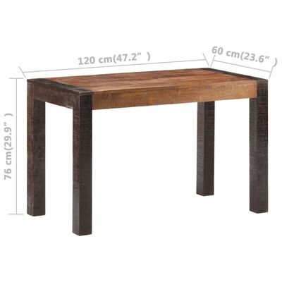 vidaXL Table à dîner 120x60x76 cm Bois de manguier solide brut