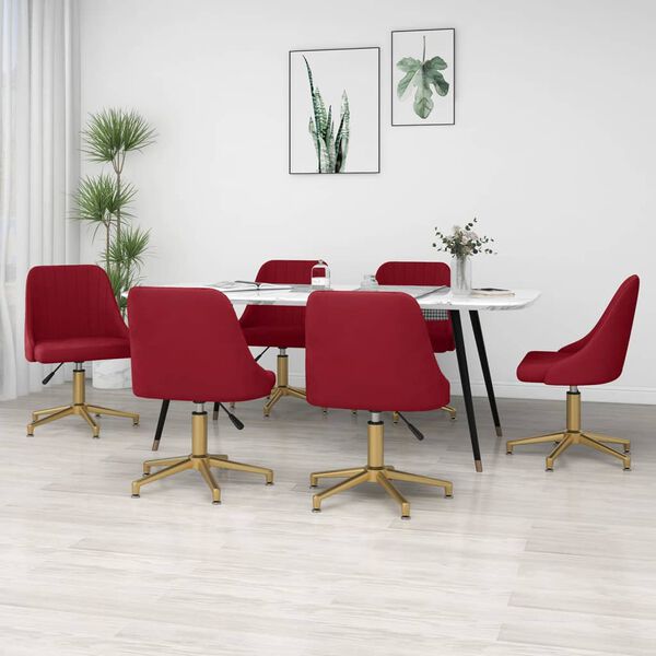 vidaXL Chaises &agrave; manger pivotantes lot de 6 rouge bordeaux velours