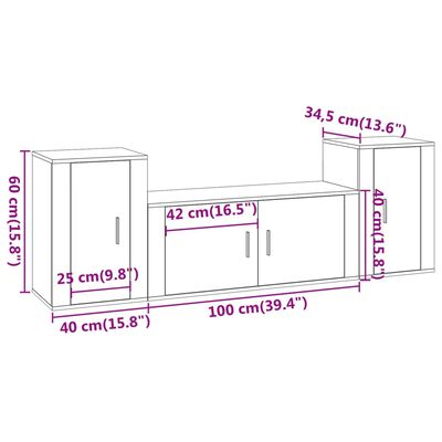 vidaXL Ensemble de meubles TV 3 pcs Chêne marron Bois d'ingénierie