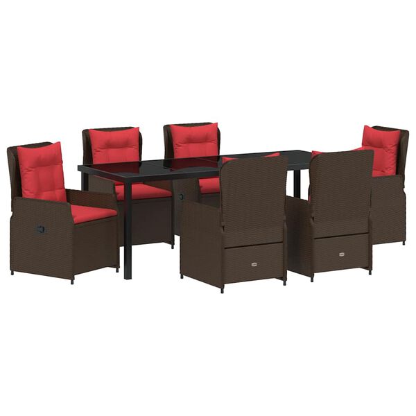 vidaXL Ensemble de salle &agrave; manger pour jardin 7 pcs Marron Poly rotin