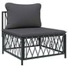vidaXL Canap&eacute; central de jardin avec coussins anthracite tissu tiss&eacute;
