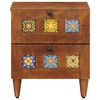 vidaXL Cabinet de chevet avec tiroir 2 pcs Marron 40 x 33 x 46 cm