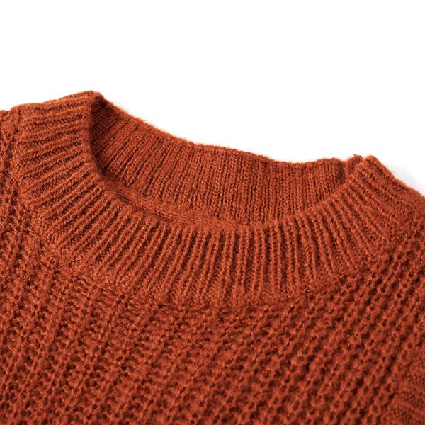Gilet pull-over tricot&eacute; pour enfants cognac 128
