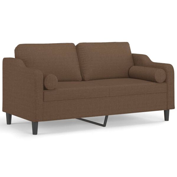vidaXL Canap&eacute; 2 places avec oreillers d&eacute;coratifs marron 140 cm tissu