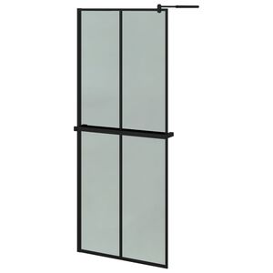 vidaXL Paroi de douche avec &eacute;tag&egrave;re Noir 80x195 cm Verre ESG&Aluminium