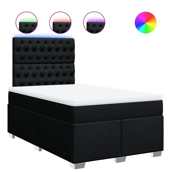 vidaXL Sommier &agrave; lattes de lit avec matelas noir 120x190 cm tissu