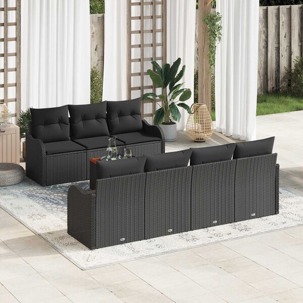 vidaXL Ensemble de canap&eacute; de jardin avec stockage 8 pcs Noir polyrotin