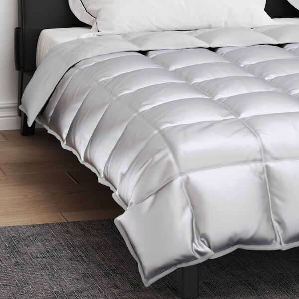 vidaXL Duvet d'hiver Argent&eacute; 200 x 200 cm Satin et Microfibre