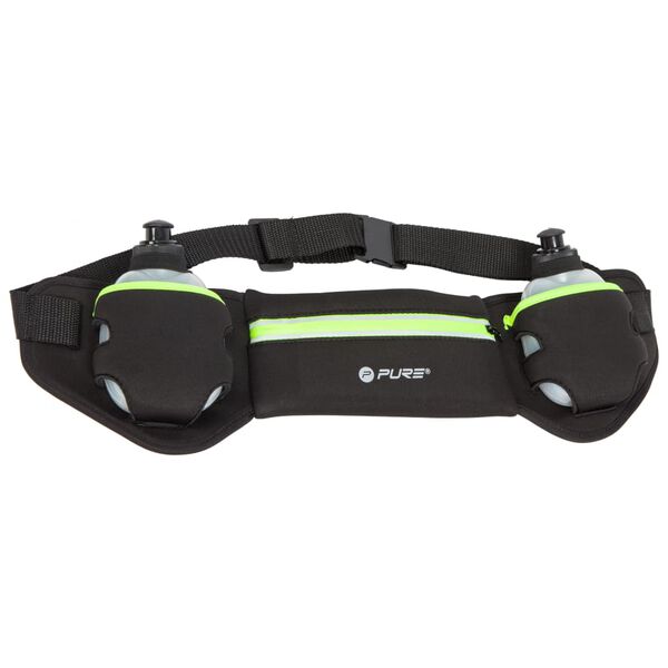 Pure2Improve Ceinture de course avec 2 bouteilles Noir et jaune