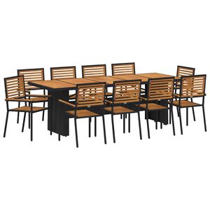 vidaXL Ensemble de salle &agrave; manger pour jardin 11 pcs Noir et Marron