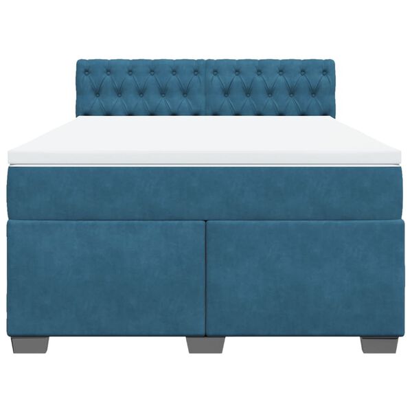 vidaXL Sommier &agrave; lattes de lit et matelas bleu 160x200 cm velours
