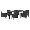 vidaXL Ensemble &agrave; manger de jardin coussins 7pcs Noir R&eacute;sine tress&eacute;e