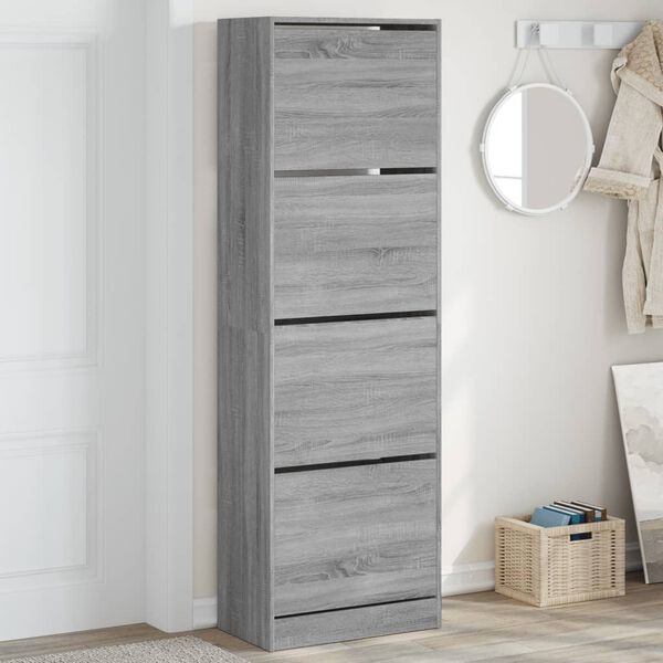 vidaXL Armoire &agrave; chaussures 4 tiroirs rabattables sonoma gris