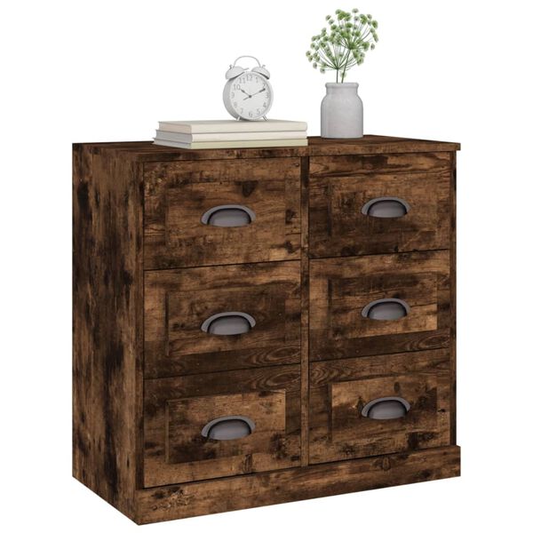 vidaXL Buffet ch&ecirc;ne fum&eacute; 70x35,5x67,5 cm bois d'ing&eacute;nierie