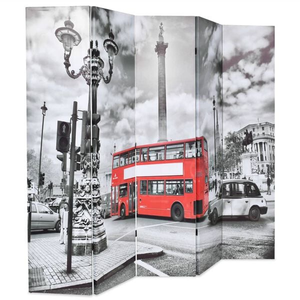 vidaXL Cloison de s&eacute;paration 200 x 170 cm Bus londonien Noir et blanc