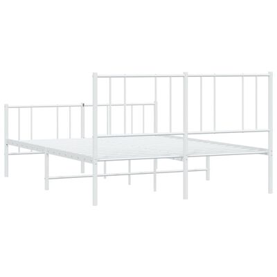 vidaXL Cadre de lit métal sans matelas et pied de lit blanc 160x200 cm