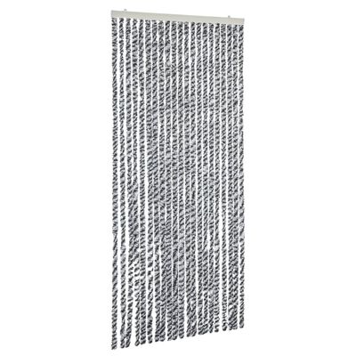 vidaXL Rideau anti-mouches gris et noir et blanc 100x220 cm chenille