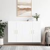 vidaXL Armoires murales 2 pcs blanc bois d'ing&eacute;nierie