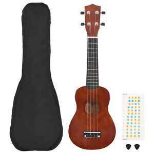 vidaXL Jeu de ukul&eacute;l&eacute; soprano avec sac pour enfants bois fonc&eacute; 23"