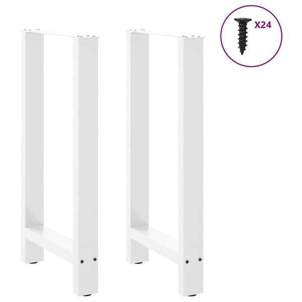 vidaXL Pieds de table de bar Blanc 2 pi&egrave;ces 50 x (90-91) cm Acier