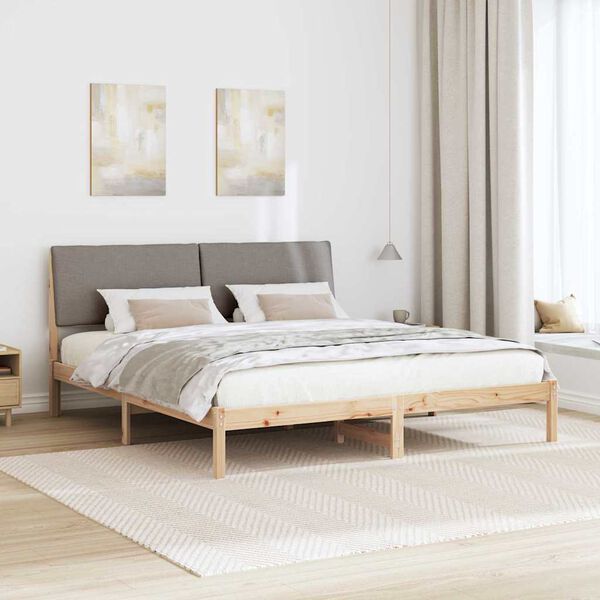 vidaXL Cadre de lit Marron et taupe 200 x 200 cm Bois massif en pin