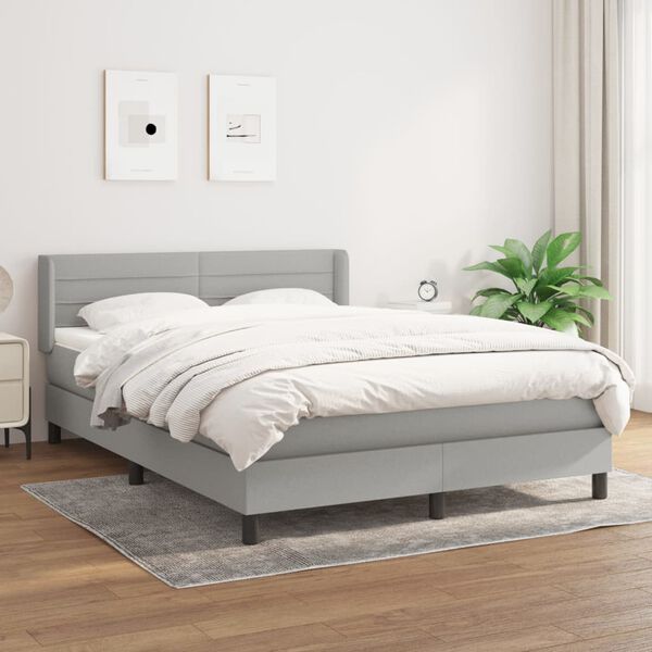 vidaXL Sommier &agrave; lattes de lit avec matelas Gris clair 140x200cm Tissu