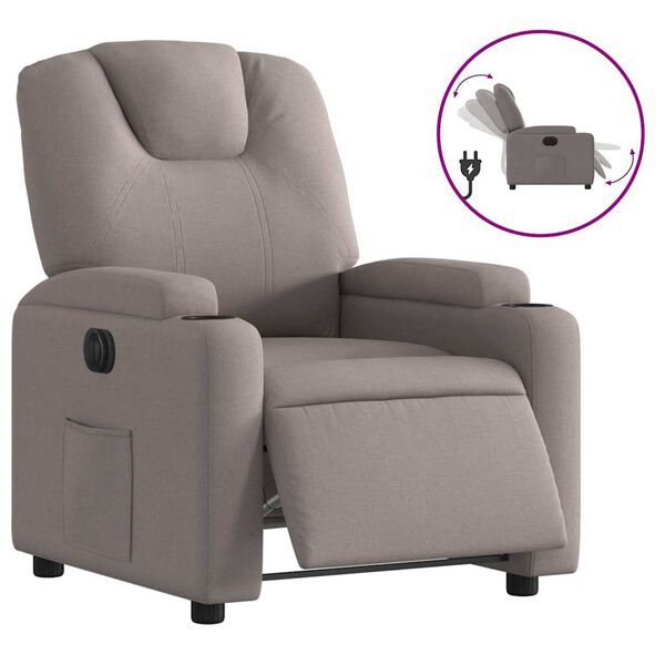 vidaXL Fauteuil inclinable &eacute;lectrique Taupe Tissu