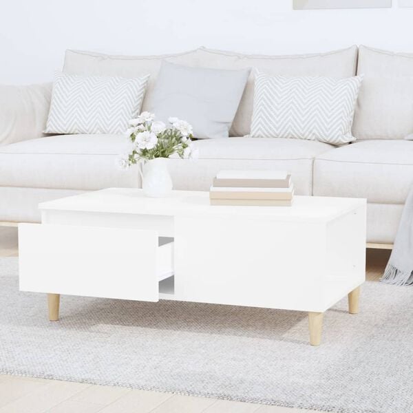 vidaXL Table basse Blanc 90x50x36,5 cm Bois d'ing&eacute;nierie